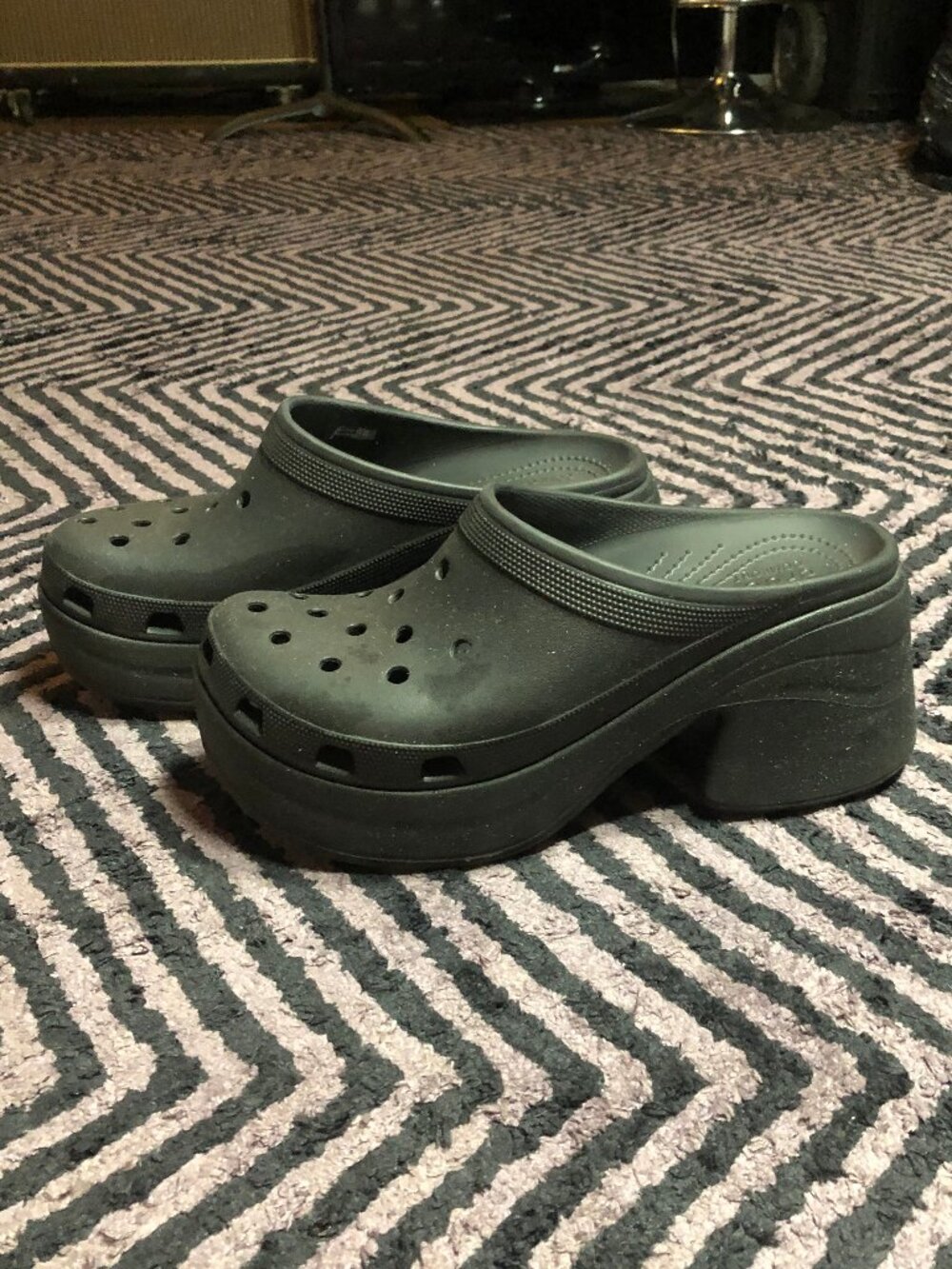 CROCS Siren Platform Heel Clogs Sandals Fun Black Women's 14 /Men's 12